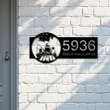 Custom Metal Dad son and daughter go fishing Metal Address Sign Custom House number Hanging Address Plaque Yard Sign Outdoor