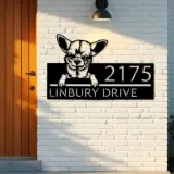 Custom Metal Chihuahua dog Puppy Metal Address Sign House number Hanging Address Plaque Yard Sign Outdoor decor