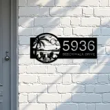 Custom Metal Palm Tree with Chairs on Beach Metal Address Sign, House number, Outdoor Number Signage, Yard Sign Address Plate