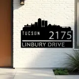 Custom Metal Tucson city skyline Metal Address Sign Hanging Address Plaque house number Yard Outdoor Sign
