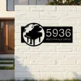 Custom Metal Piano musical instrument Metal Address Sign Custom House number Hanging Address Plaque Yard Sign Outdoor