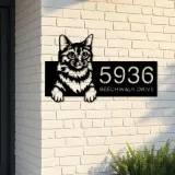Custom Metal Somali Cute peeking cat kitten Metal Address Sign, House number, Outdoor Number Signage, Yard Sign Address Plate