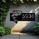 Custom Metal Bass fishing fisherman Metal Address Sign, House number, Outdoor Number Signage, Yard Sign Address Plate002