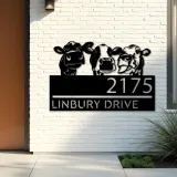 Custom Metal Cows Heifers farmhouse Metal Address Sign House number Hanging Address Plaque Yard Sign Outdoor decor