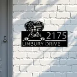 Custom Metal Cane Corso dog US flag glasses Metal Address Sign House number Hanging Address Plaque Yard Sign Outdoor decor