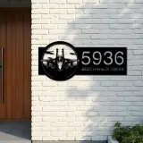 Custom Metal Jet fighter airplane US Airforce Metal Address Sign Custom House number Hanging Address Plaque Yard Sign Outdoor