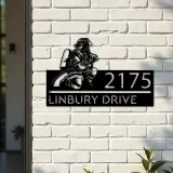 Custom Metal Fireman fire fighter Metal Address Sign, House number, Outdoor Number Signage, Yard Sign Address Plate