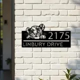 Custom Metal Peeking Lion Cub Wild animal wildlife Metal Address Sign, House number, Outdoor Number Signage, Yard Sign Address Plate