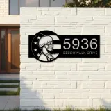 Custom Metal American Nurse Wearing Mask Metal Address Sign, House number, Outdoor Number Signage, Yard Sign Address Plate