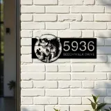 Custom Metal Bass fishing rod bait hook Metal Address Sign, House number, Outdoor Number Signage, Yard Sign Address Plate