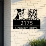 Custom Metal Red heeler and Jack russel terrier Metal Address Sign, House number, Outdoor Number Signage, Yard Sign Address Plate