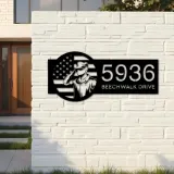 Custom Metal US Army Salute American Soldier US flag Metal Address Sign House number Hanging Address Plaque Yard Sign Outdoor