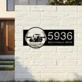 Custom Metal Tractor on farm field Metal Address Sign, House number, Outdoor Number Signage, Yard Sign Address Plate