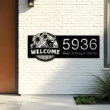 Custom Metal Bee hive honeycomb farmhouse Farm Ranch Metal Address Sign, House number, Outdoor Number Signage, Yard Sign Address Plate