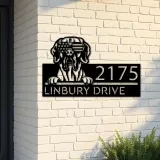 Custom Metal Great Dane dog US flag glasses Metal Address Sign House number Hanging Address Plaque Yard Sign Outdoor decor