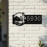 Custom Metal Cactus mountain scene wild life Metal Address Sign, House number, Outdoor Number Signage, Yard Sign Address Plate
