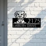 Custom Metal Brittany spaniel dog cute puppy Metal Address Sign House number Hanging Address Plaque Yard Sign Outdoor decor