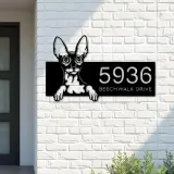 Custom Metal Cornish rex Cute peeking cat kitten Metal Address Sign, House number, Outdoor Number Signage, Yard Sign Address Plate