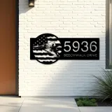 Custom Metal Fighter Jet airplane US flag Metal Address Sign House number Hanging Address Plaque Yard Sign Outdoor
