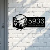 Custom Metal Christmas Dog cat Santa Claus on sleigh Metal Address Sign, House number, Outdoor Number Signage, Yard Sign Address Plate