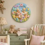 Teddy Bear Tea Party Kids Room Wall Clock
