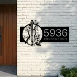 Custom Metal Floral Violin Violin player Metal Address Sign, House number, Outdoor Number Signage, Yard Sign Address Plate