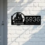 Custom Metal Horses farmhouse ranch animal welcome Metal Address Sign House Number Hanging Address Plaque Yard Sign Outdoor Sign