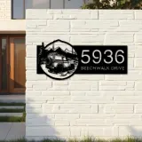 Custom Metal Offroad car mountain Metal Address Sign, House number, Outdoor Number Signage, Yard Sign Address Plate