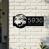 Custom Metal Deer in Woodland wild life Metal Address Sign, House number, Outdoor Number Signage, Yard Sign Address Plate