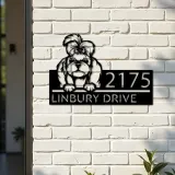 Custom Metal Shih Tzu dog Puppy Metal Address Sign House number Hanging Address Plaque Yard Sign Outdoor decor