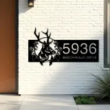 Custom Metal Floral deer head Metal Address Sign, House number, Outdoor Number Signage, Yard Sign Address Plate