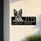 Custom Metal Australian Cattle dog US glasses Metal Address Sign House number Hanging Address Plaque Yard Sign Outdoor decor