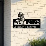 Custom Metal Santa Claus Metal Address Sign, House number, Outdoor Number Signage, Yard Sign Address Plate