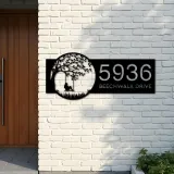 Custom Metal Girl on Swing Metal Address Sign, House number, Outdoor Number Signage, Yard Sign Address Plate