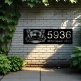 Custom Metal Tailor shop sewing machine Metal Address Sign, House number, Outdoor Number Signage, Yard Sign Address Plate