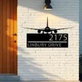Custom Metal Airplane Aircraft pilot Metal Address Sign, House number, Outdoor Number Signage, Yard Sign Address Plate