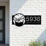 Custom Metal Drum music notes Metal Address Sign Custom House number Hanging Address Plaque Yard Sign Outdoor Sign