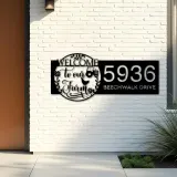 Custom Metal Welcome to our farm Metal Address Sign, House number, Outdoor Number Signage, Yard Sign Address Plate