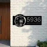Custom Metal Cinema popcorn movie lover Metal Address Sign Custom House number Hanging Address Plaque Yard Sign Outdoor