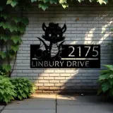 Custom Metal Cute Dragon Metal Address Sign, House number, Outdoor Number Signage, Yard Sign Address Plate