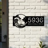 Custom Metal Waves Metal Address Sign, House number, Outdoor Number Signage, Yard Sign Address Plate