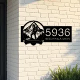 Custom Metal Mountain hiking Hiker camper Metal Address Sign, House number, Outdoor Number Signage, Yard Sign Address Plate