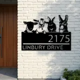 Custom Metal Goat Sheep Donkey rabbit farmhouse Metal Address Sign House number Hanging Address Plaque Yard Sign Outdoor decor