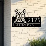Custom Metal Husky dog Cute puppy Metal Address Sign House number Hanging Address Plaque Yard Sign Outdoor decor