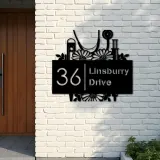Custom Metal Nurse Medical tools Metal Address Sign, House number, Outdoor Number Signage, Yard Sign Address Plate