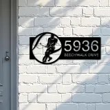 Custom Metal Tennis player sport Metal Address Sign, House number, Outdoor Number Signage, Yard Sign Address Plate