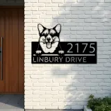 Custom Metal Corgi dog Puppy Metal Address Sign House number Hanging Address Plaque Yard Sign Outdoor decor