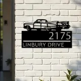 Custom Metal Old car Metal Address Sign, House number, Outdoor Number Signage, Yard Sign Address Plate