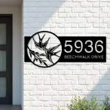 Custom Metal Swallows Metal Address Sign, House number, Outdoor Number Signage, Yard Sign Address Plate