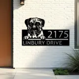 Custom Metal Bullmastiff dog cute puppy Metal Address Sign House number Hanging Address Plaque Yard Sign Outdoor decor